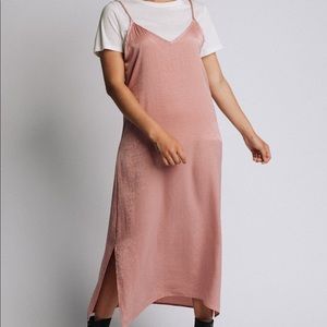 Pink satin slip dress